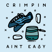 rock climbing sticker - monopkt - crimpin aint easy