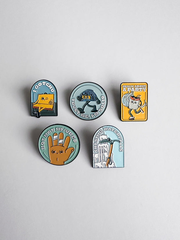 Custom 3-Pack: Rock Climbing Pin // Gifts for Climbers, Ice Climbing, Bouldering, Chalk Bag, Mountain Pins, Chalk Bag, Mountaineering, Funny