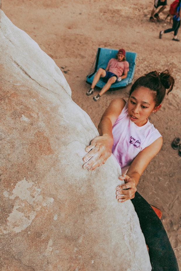 rock climbing tee - here for the send - monopkt