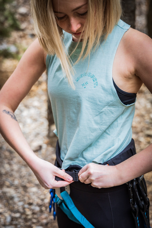 Retro Mountains - Women's Cropped Racerback Tank