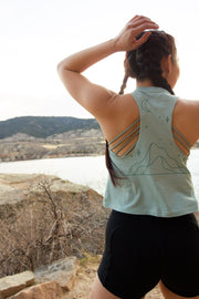 Retro Mountains - Women's Cropped Racerback Tank