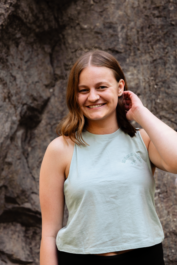 Retro Mountains - Women's Cropped Racerback Tank