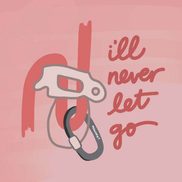 rock climbing sticker - never let go